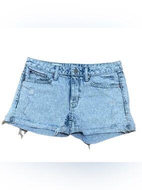 GAP Light Blue Low-Rise Distressed Denim Shorts